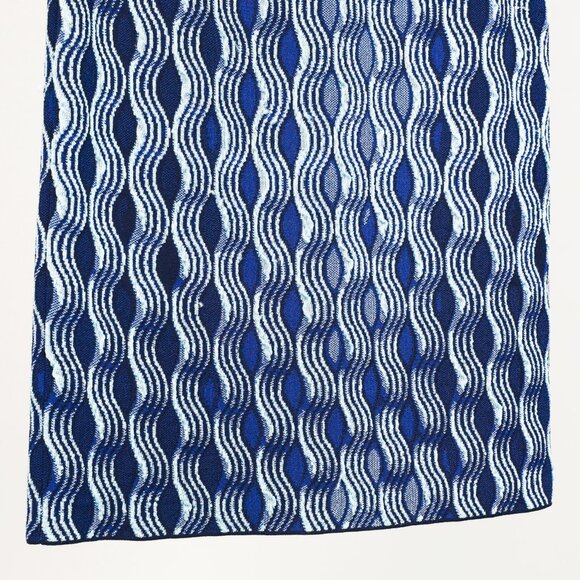 Mary Katrantzou PF/16 Swisher Blue Sleeveless Wavy Print Knit Dress - Picture 7 of 12